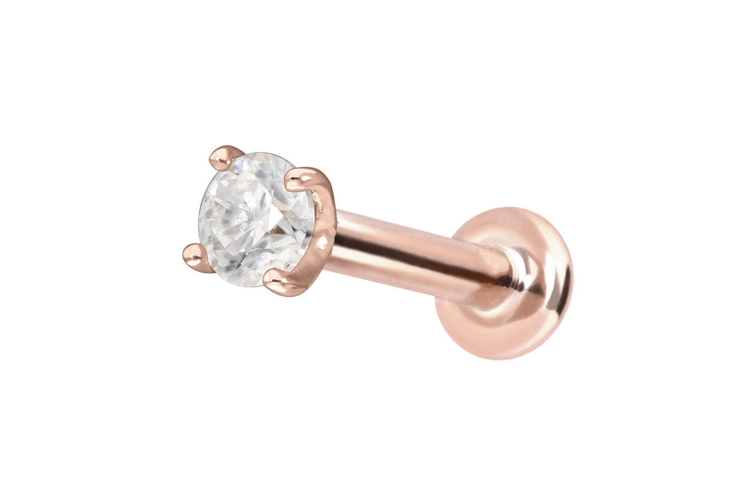 14 Karat Gold Labret Piercing mit Innengewinde MOISSANIT